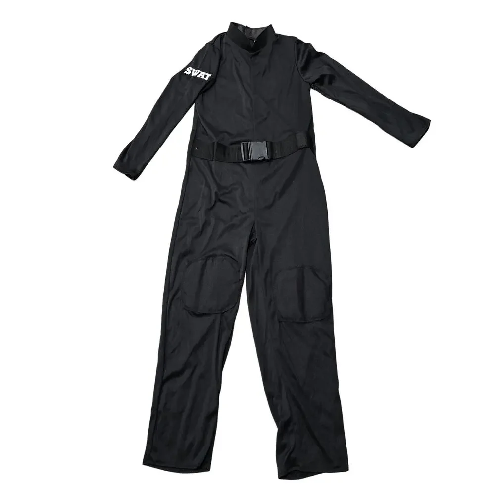 S.W.A.T Black Belted Knee Padded Jumpsuit Halloween Costume / Dress Up Cosplay